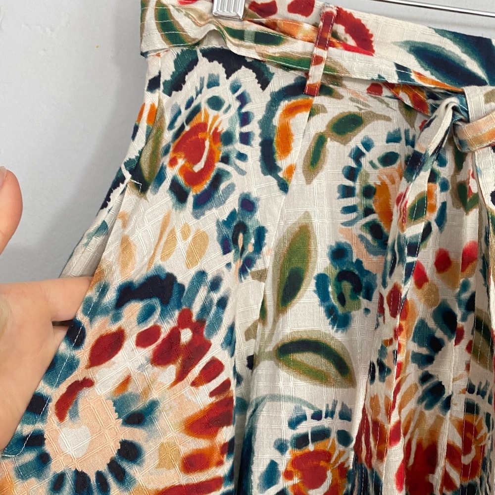 Stella Forest Midi Skirt Waist Size 28 Small Multicolor Floral Tie Dye Cotton - Picture 4 of 10